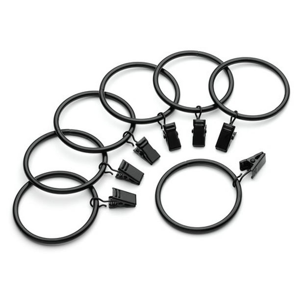 Silver TEJATAN 2 Inch Metal Curtain Rings with Clips and Eyelets Set of 40